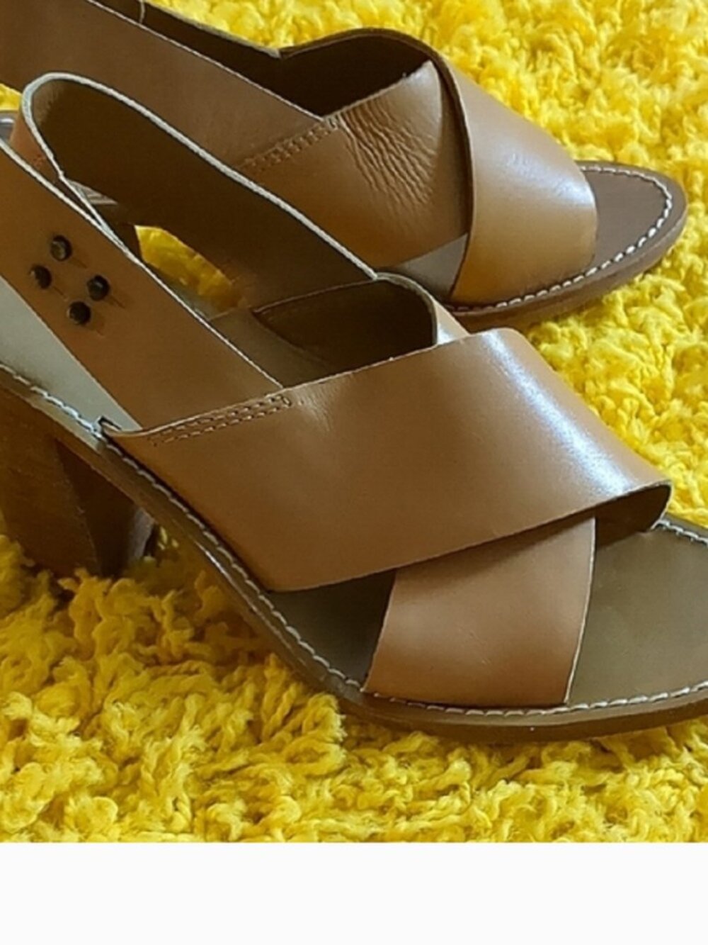 Zimmermann Tan Block Heel Sandals Crisscross Straps Size 39
